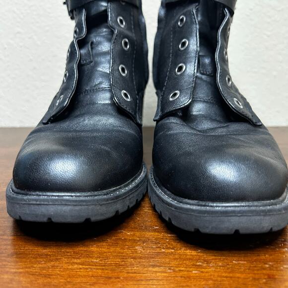 Zodiac Boots Size 9 Gemma Side Zip Chic Cool Leather Buckle Goth Emo Lug Sole - Picture 3 of 11